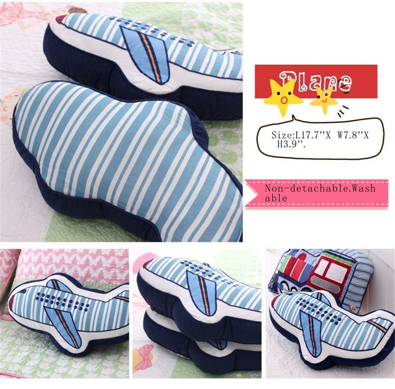ABREEZE Airplane Shaped Pillow Decorative Pillows Bed Decor Little Girls Boys Toy Cute Room Decor & Plane Pillow for Bedroom Sofa Chair - Image 2